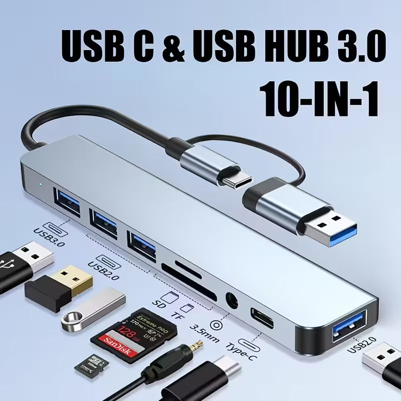 🔌⚡ Hub USB-C 8-en-1 PRO | Conecta Todo en un Solo Dispositivo 💻📱