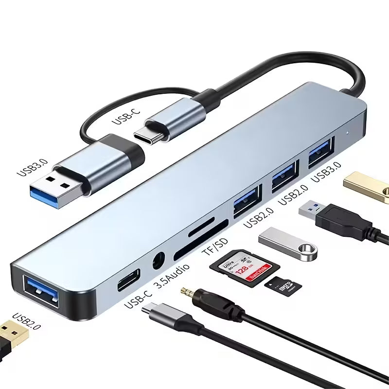 🔌⚡ Hub USB-C 8-en-1 PRO | Conecta Todo en un Solo Dispositivo 💻📱