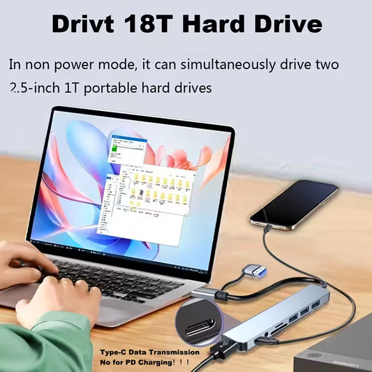 🔌⚡ Hub USB-C 8-en-1 PRO | Conecta Todo en un Solo Dispositivo 💻📱