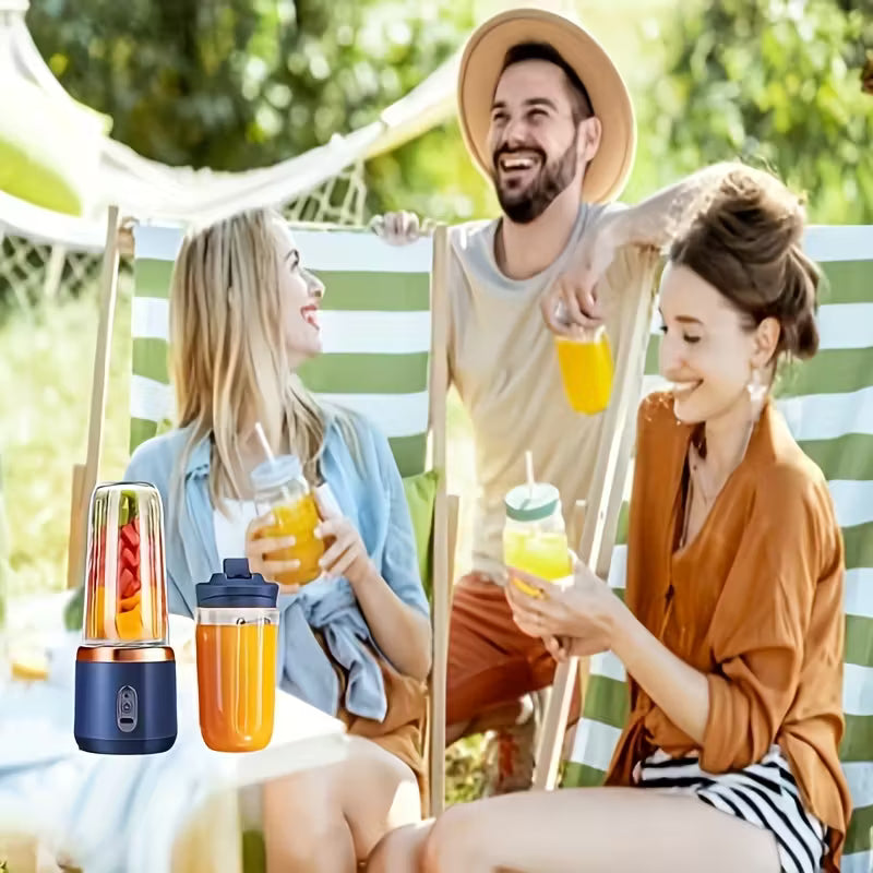 Licuadora Portátil Eléctrica USB con Doble Vaso | 6 Cuchillas de Acero |