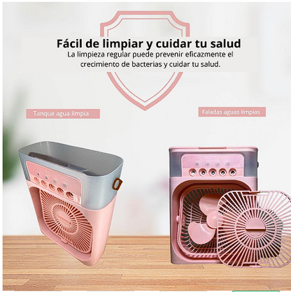 🌬️💧🌸 Ventilador 3 en 1 con Aroma | Auto Apagado ⏱️