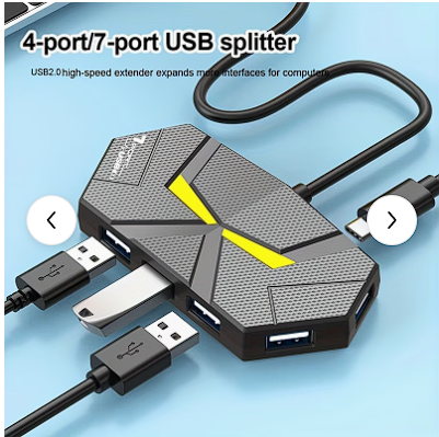 🔌⚡ Multipuerto USB 4 Puertos + Puerto Tipo-C | Conecta Todo a la Vez 💻✨