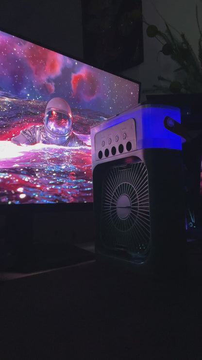 🌬️💧🌸 Ventilador 3 en 1 con Aroma | Auto Apagado ⏱️